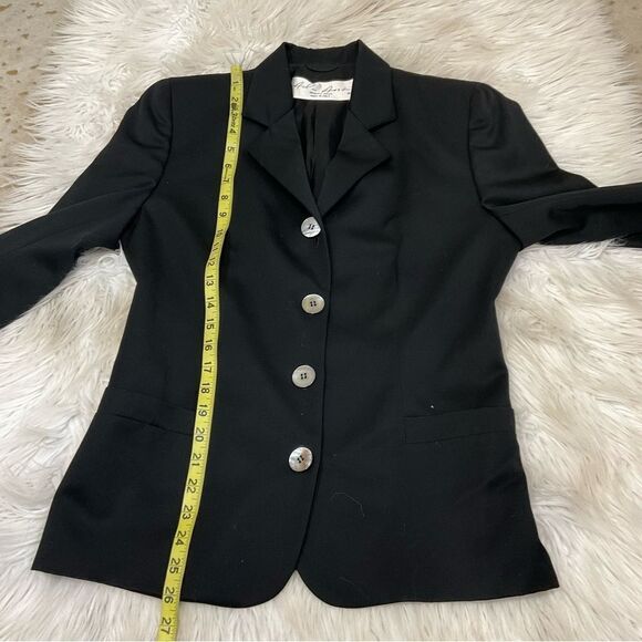 VTG Alan Austin Women's Black 100% Wool Classic Blazer Jacket Italy S - Picture 10 of 15